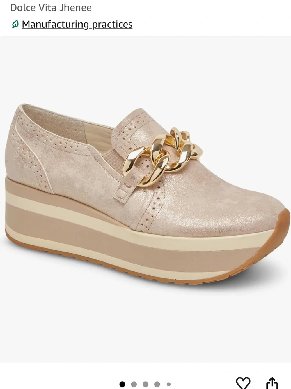 Dolce Vita Jhenee Platform Loafer in Light Gold with Gold Chain